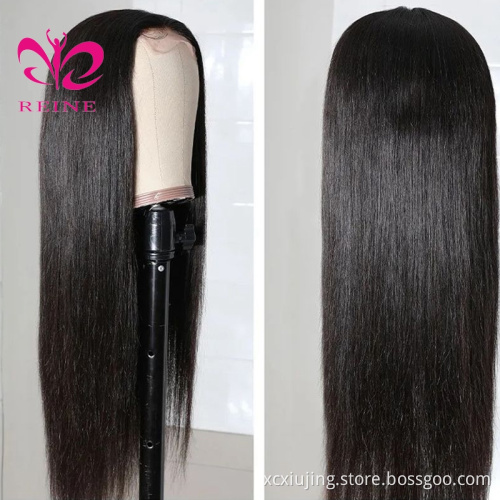 REINE   4x4 Lace Closure Wig Straight Human Hair Wigs 28",30" Pre Plucked  Remy double drawn human hair wigs